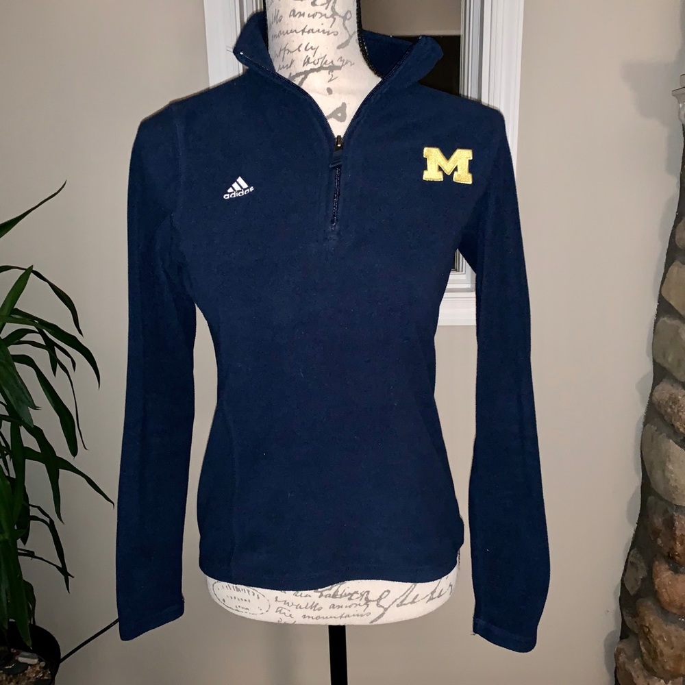 Adidas U of M Michigan 1/4 zip fleece sweatshirt.